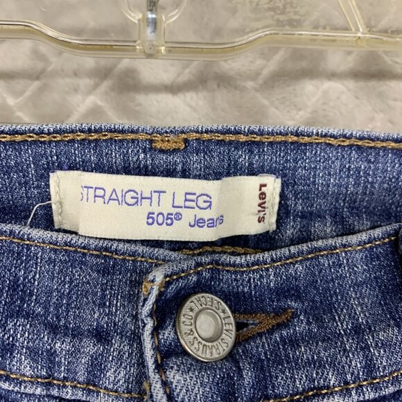 Levis 505 Womens 4 Short Denim Jeans Blue 505 Straight Leg Medium Wash Stretch - Picture 5 of 16